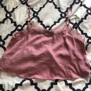 Silky pink cropped tank top